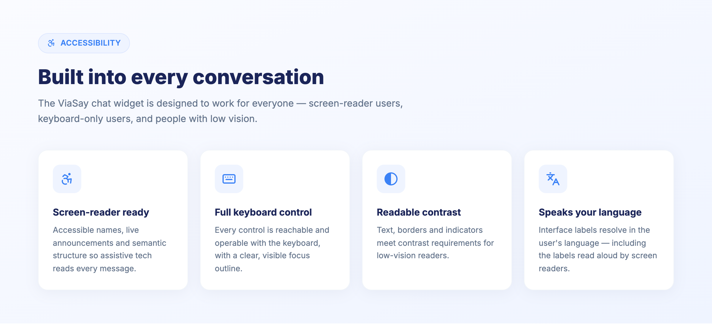 Accessibility, built into every conversation